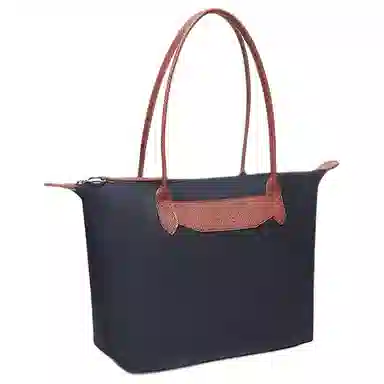 百思图 时尚潮流通勤 大容量托特包 织物 单肩包 女款 拼色