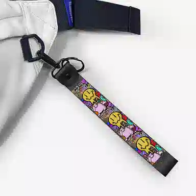 十一宫 溶化笑脸高颜值防水百搭 皮膜 斜挎胸包 大号 男女同款情侣款 白色/黑色