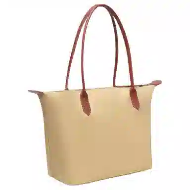 百思图 时尚潮流通勤 大容量托特包 织物 单肩包 女款 拼色