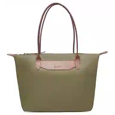 百思图 时尚潮流通勤 大容量托特包 织物 单肩包 女款 拼色