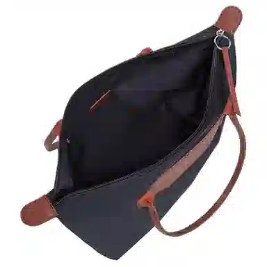 百思图 时尚潮流通勤 大容量托特包 织物 单肩包 女款 拼色