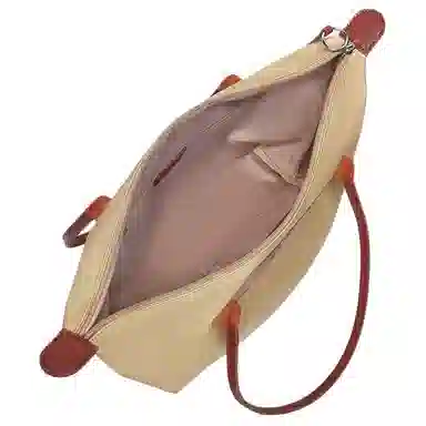 百思图 时尚潮流通勤 大容量托特包 织物 单肩包 女款 拼色