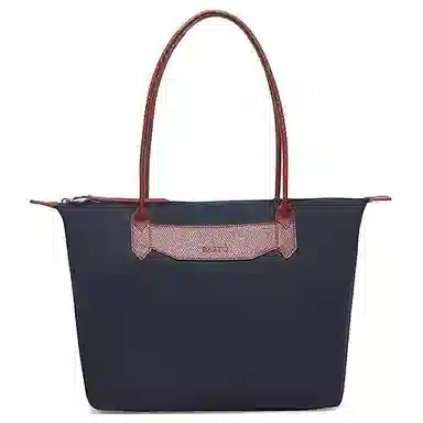 百思图 时尚潮流通勤 大容量托特包 织物 单肩包 女款 拼色