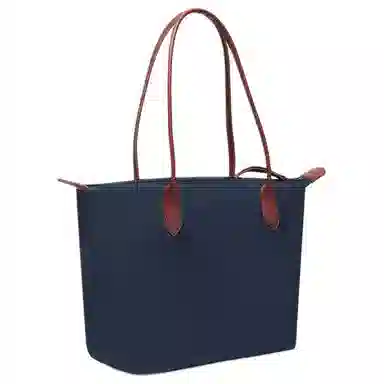 百思图 时尚潮流通勤 大容量托特包 织物 单肩包 女款 拼色