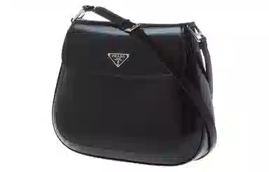 Prada Logo Leather Shoulder Bag Black