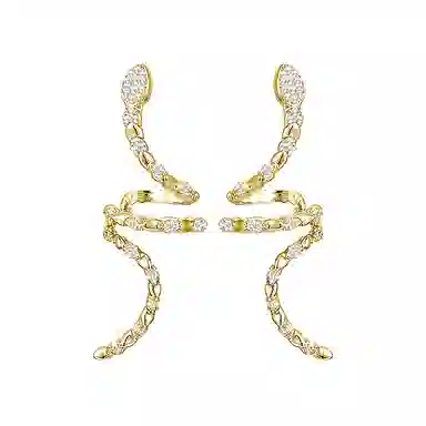 饰伴 个性锆石小蛇  法式独特缠绕蛇形耳饰无耳洞 耳夹 女款