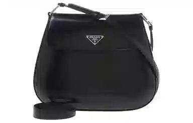 Prada Logo Leather Shoulder Bag Black