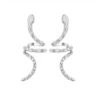 饰伴 个性锆石小蛇  法式独特缠绕蛇形耳饰无耳洞 耳夹 女款