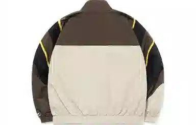 中国李宁 星星图案拉链立领长袖夹克外套 男款 雀褐色黄灰色