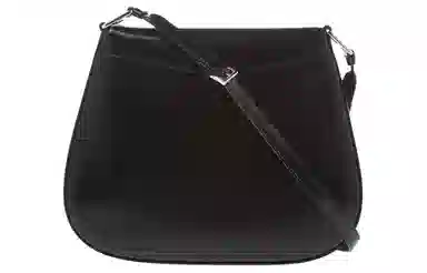Prada Logo Leather Shoulder Bag Black