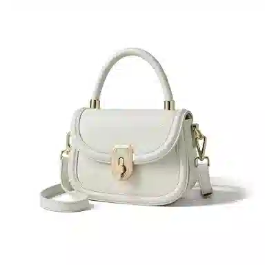 红蜻蜓 高级感小众设计高级感 牛皮 超纤合成革 菱格包马鞍包单肩包斜挎包手提包 常规 女款 白色