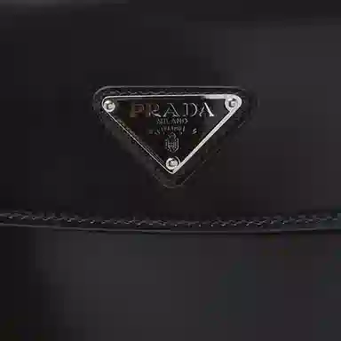 Prada Logo Leather Shoulder Bag Black