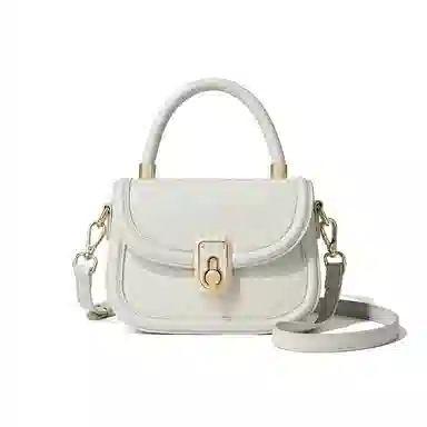 红蜻蜓 高级感小众设计高级感 牛皮 超纤合成革 菱格包马鞍包单肩包斜挎包手提包 常规 女款 白色