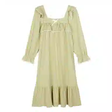 歌倩雅 方领长款防凸点长袖睡裙 女款