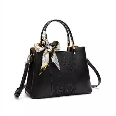 维尼奥 新中式刺绣高级感百搭大容量气质妈妈包通勤 合成革 手提包单肩斜挎 中号 女款 黑色/杏色/红色/蓝色