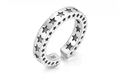 IDEAGEMER Star Ring 925 Silver Adjustable