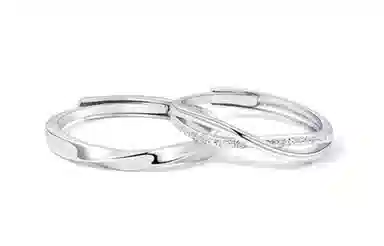 牧言 莫比乌斯镂空交织磨砂素圈对戒可调节指环 无限的爱戒指 男女同款情侣款