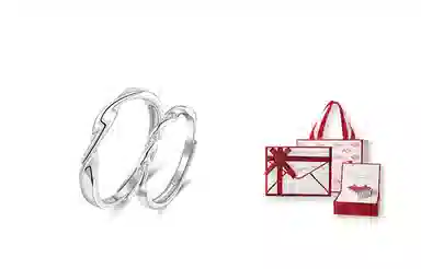 牧言 简约小众高级感 莫比乌斯交织缠绕对戒可调节指环 共度爱河情侣戒指 男女同款情侣款