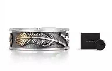 IDEAGEMER Vintage Feather Ring