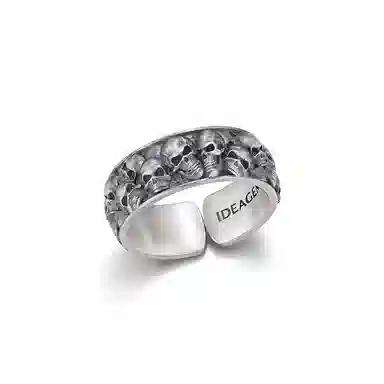 IDEAGEMER Skull Ring 925 Silver