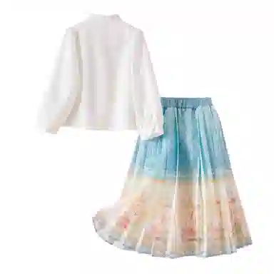 十月妈咪 新中式立领长袖上衣松紧腰马面裙汉服 儿童款