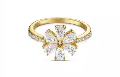 Swarovski Botanical Flower Ring Gold