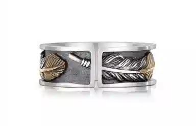 IDEAGEMER Vintage Feather Ring