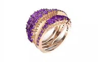 Swarovski Spiral Love Ring Rose Gold Purple