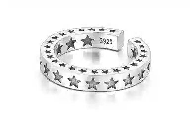 IDEAGEMER Star Ring 925 Silver Adjustable