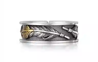 IDEAGEMER Vintage Feather Ring