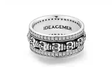 IDEAGEMER Silver Skull Ring