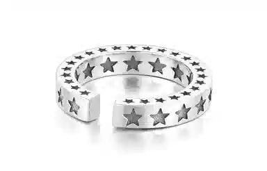 IDEAGEMER Star Ring 925 Silver Adjustable