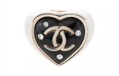 CHANEL Black Heart Wide Ring