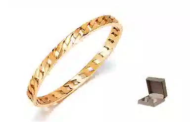 肯默复古镂空手镯 精美手饰  钛钢素圈  女款 金色/银色/玫瑰金 礼盒包装