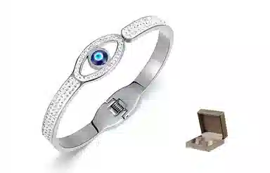 肯默复古恶魔之眼手镯 精美手饰 钛钢镶嵌锆石 女款 金色/银色 礼盒包装