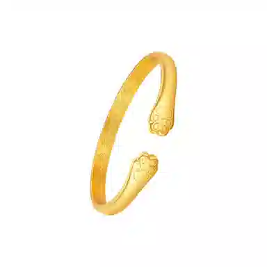 华髻 新中式古法传承国潮招财猫 轻奢高级感 招财纳福软萌猫爪开口可调节 合金 手镯 男女同款情侣款 金色 礼盒装