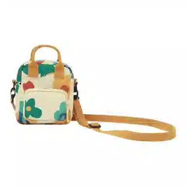 云朵工厂 花学家印花拉链开合 聚酯纤维 单肩斜挎包 常规 男女同款情侣款 藏蓝色/米黄色