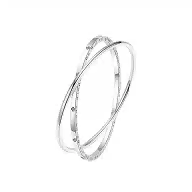 华髻 新中式时尚简约高级感精致优雅 四叶草罗马数字双环 实心闭口光面小清新森系简约设计感高级感 合金 手镯 女款