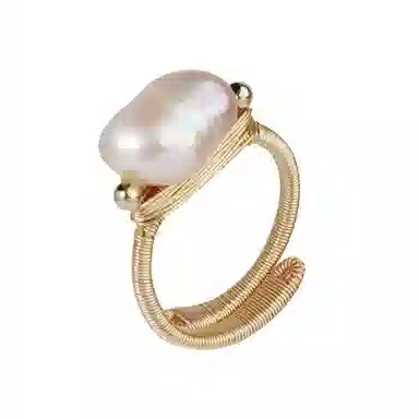 清野集 原创巴洛克手工绕线开口 小众设计感不规则甜酷风潮搭可调节 珍珠 戒指 女款 礼盒