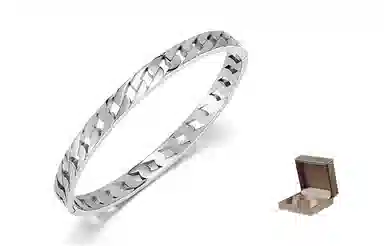 肯默复古镂空手镯 精美手饰  钛钢素圈  女款 金色/银色/玫瑰金 礼盒包装