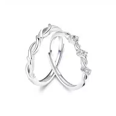 月之守护 爱的缠绵一对 轻奢时尚小众设计爱意交织 戒指 男女同款情侣款 礼物