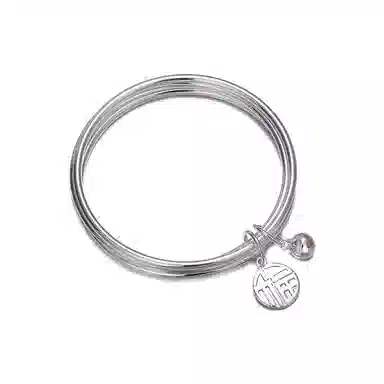 希遇 遇见三生三世小福牌三圈三环铃铛福字小众设计轻奢 手镯 女款