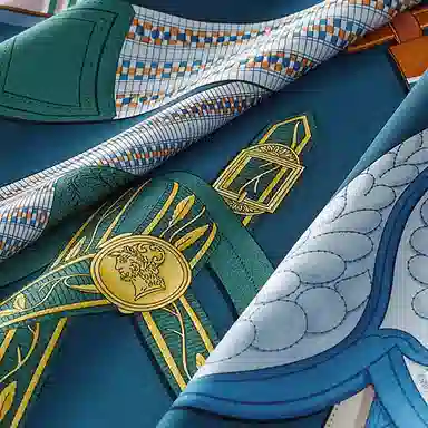 Hermes Printed Silk Scarf Deep Blue