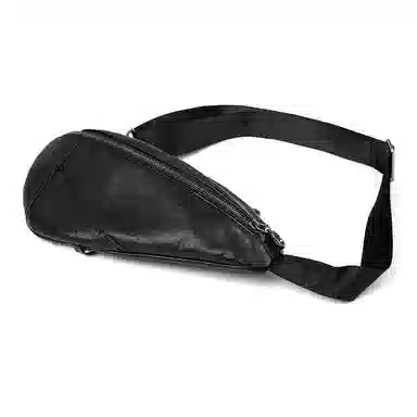 老人头 时尚通勤外出百搭 头层牛皮 胸包斜挎包 常规 男款 黑色 大容量