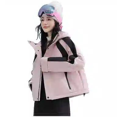 鸭鸭 拼色连帽气质时尚高级感保暖条纹撞色户外防风保暖工装羽绒服 女款