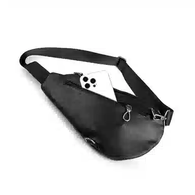 老人头 时尚通勤外出百搭 头层牛皮 胸包斜挎包 常规 男款 黑色 大容量