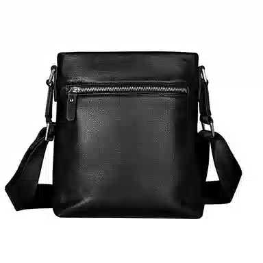 老人头 新款商务百搭 头层牛皮 单肩斜挎包 常规 男款 黑色