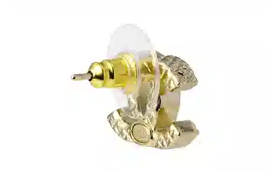 Chanel Classic CC Stud Earrings Gold