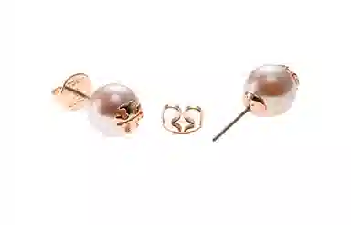 Tory Burch Logo Stud Earrings Rose Gold