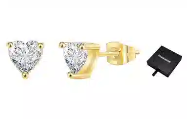 Cooraree Three Claw Heart Zircon Earrings